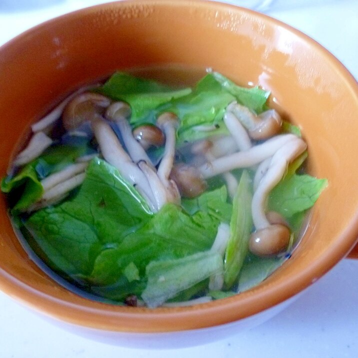 ☆レンジで手軽に♪ レタスときのこの中華スープ☆